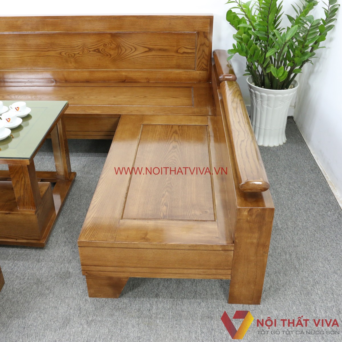 bàn ghế sofa góc gỗ tự nhiên