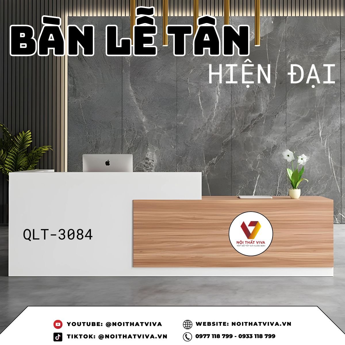 Bàn Lễ Tân Công Ty Kiểu Dáng Đơn Giản Chất Liệu MDF Melamine Hiện Đại