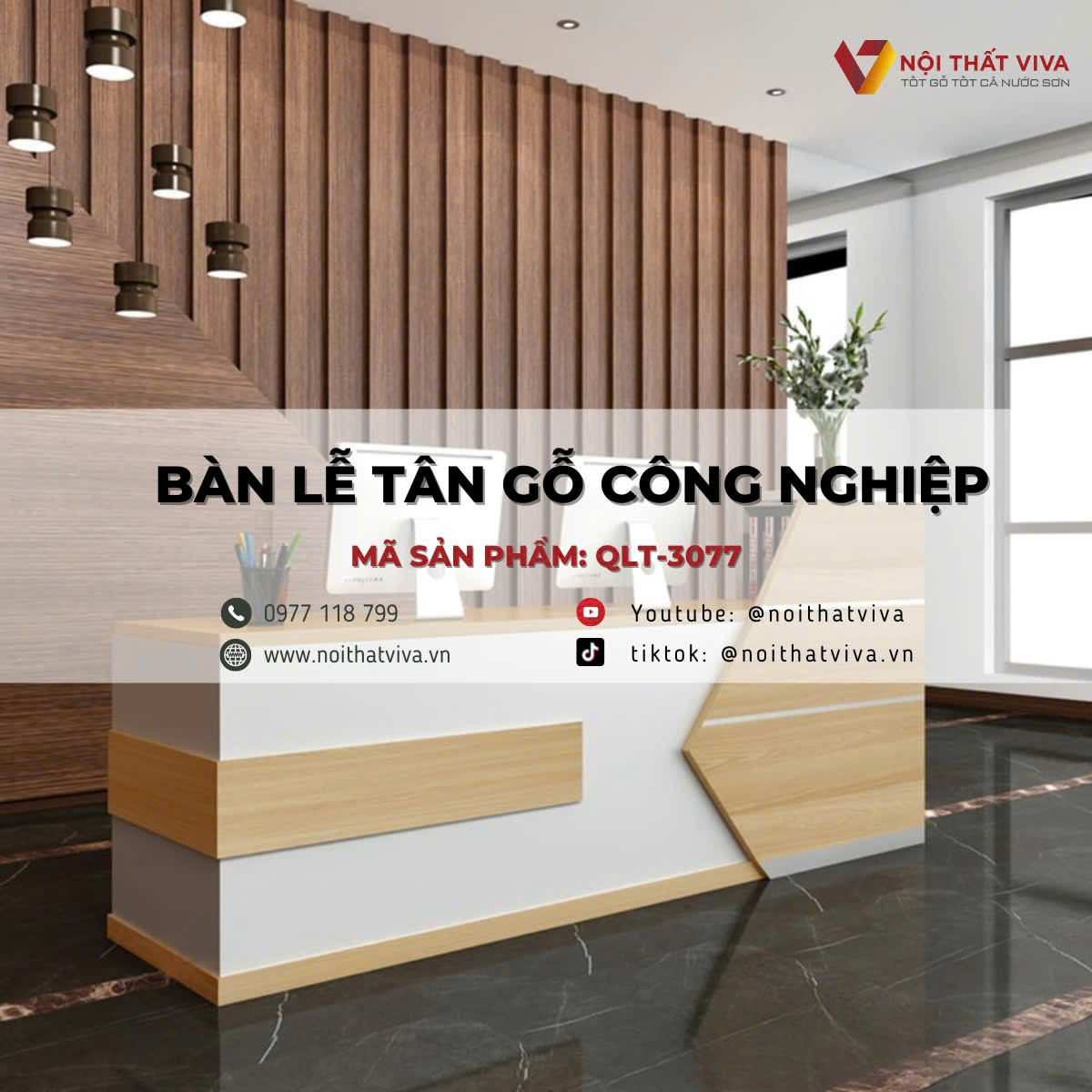 Bàn Lễ Tân Gỗ Công Nghiệp Thiết Kế Hiện Đại Tiện Dụng