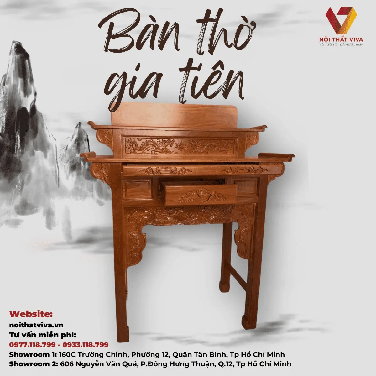Bàn thờ tổ tiên nên chọn kích thước nào? Gợi ý mẫu đẹp, hợp xu hướng 