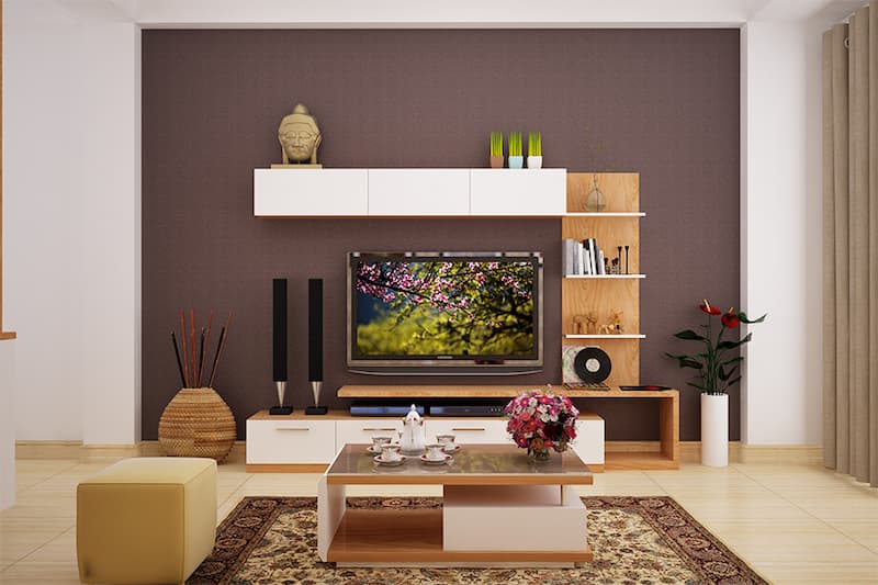 Kệ tivi gỗ phòng khách là thiết bị tiện ích phổ biến trong năm
