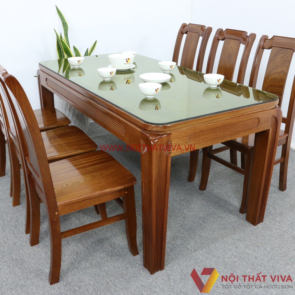 bàn ăn 6 ghế gỗ xoan đào