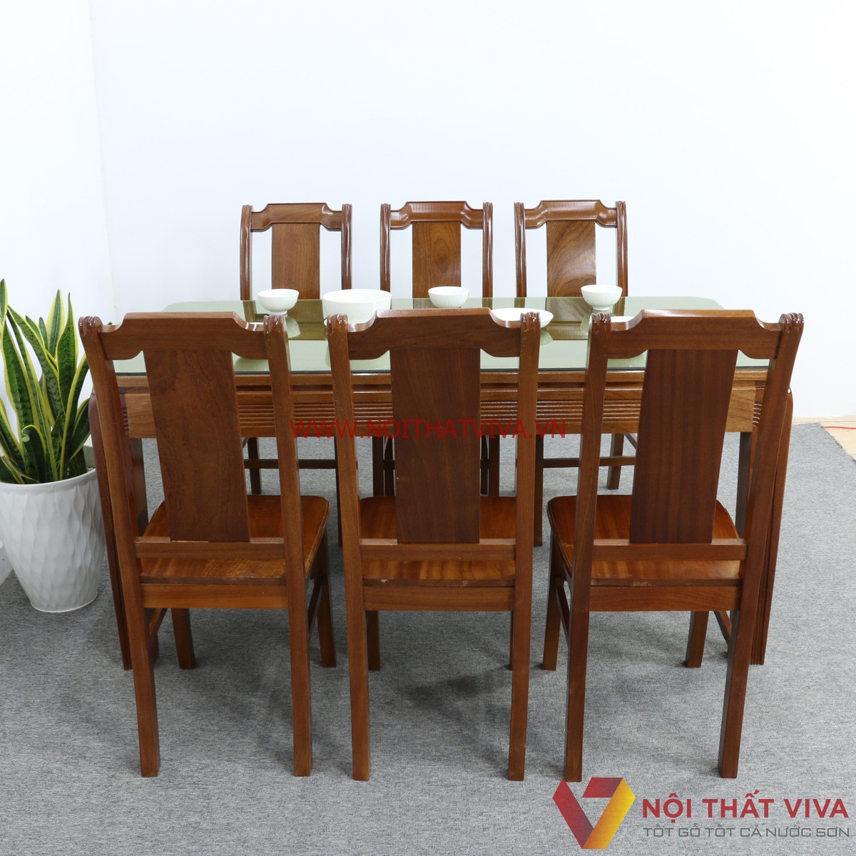 bàn ăn 6 ghế gỗ xoan đào