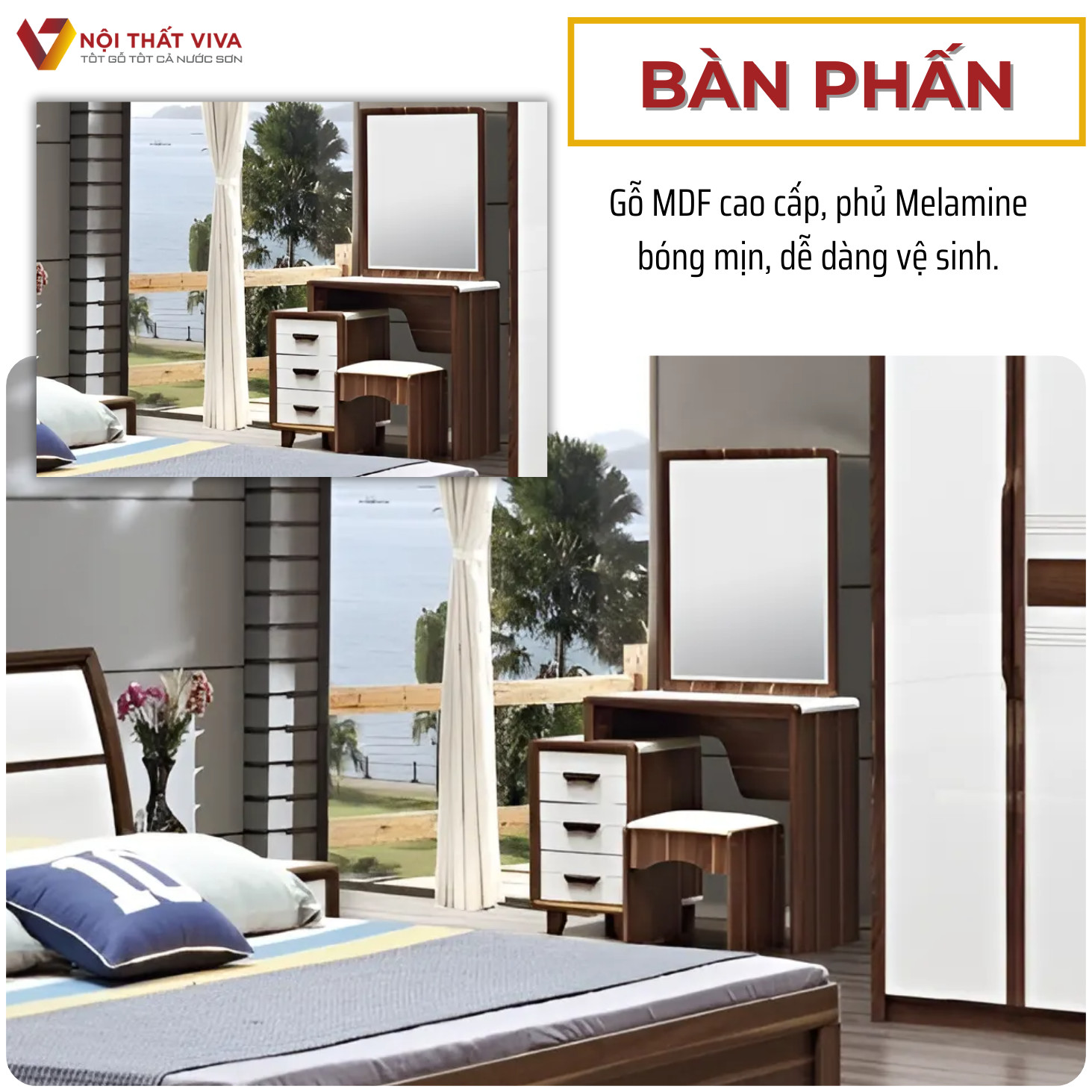 Bộ Giường Tủ Gỗ Công Nghiệp Màu Óc Chó Kiểu Dáng Độc Đáo Hiện Đại