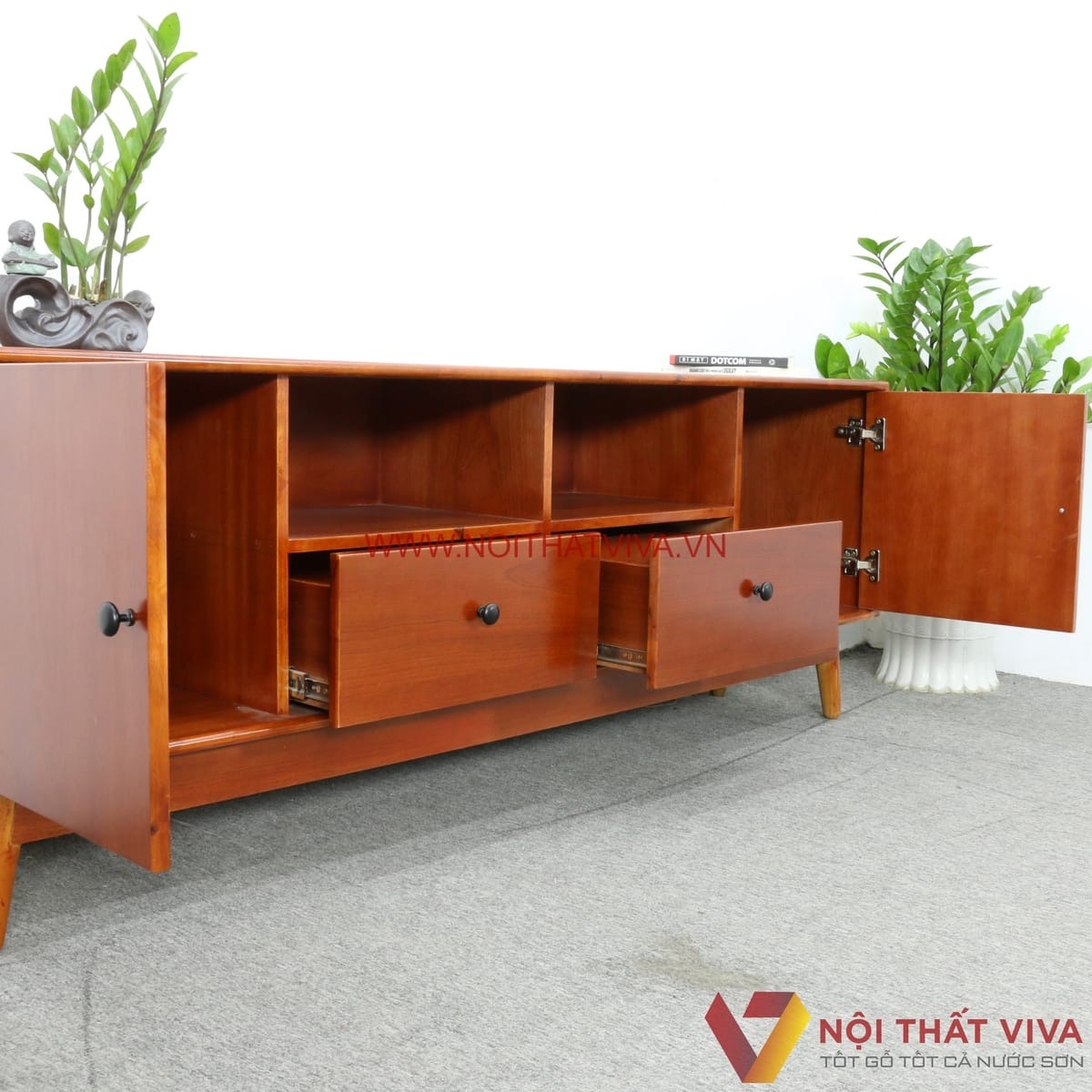 Bộ sưu tập kệ tivi gỗ xoan đào đẹp, bền chắc, giá rẻ tại Nội thất Viva
