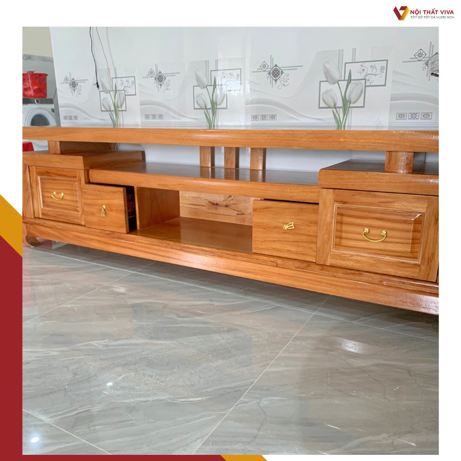 Bộ sưu tập kệ tivi gỗ xoan đào đẹp, bền chắc, giá rẻ tại Nội thất Viva