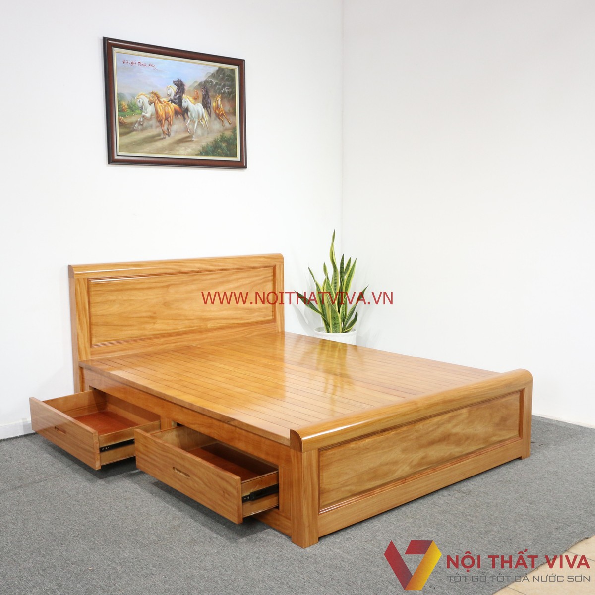 Các mẫu giường ngủ gỗ tự nhiên hiện đại 2024 tại Nội thất Viva