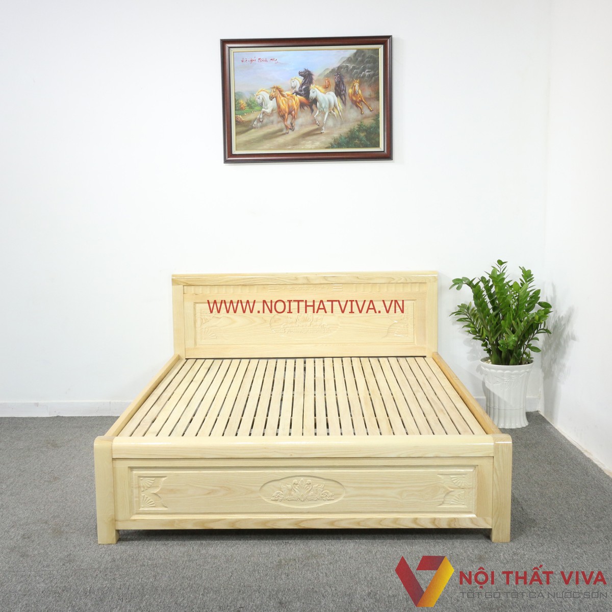 mẫu giường ngủ gỗ tự nhiên hiện đại