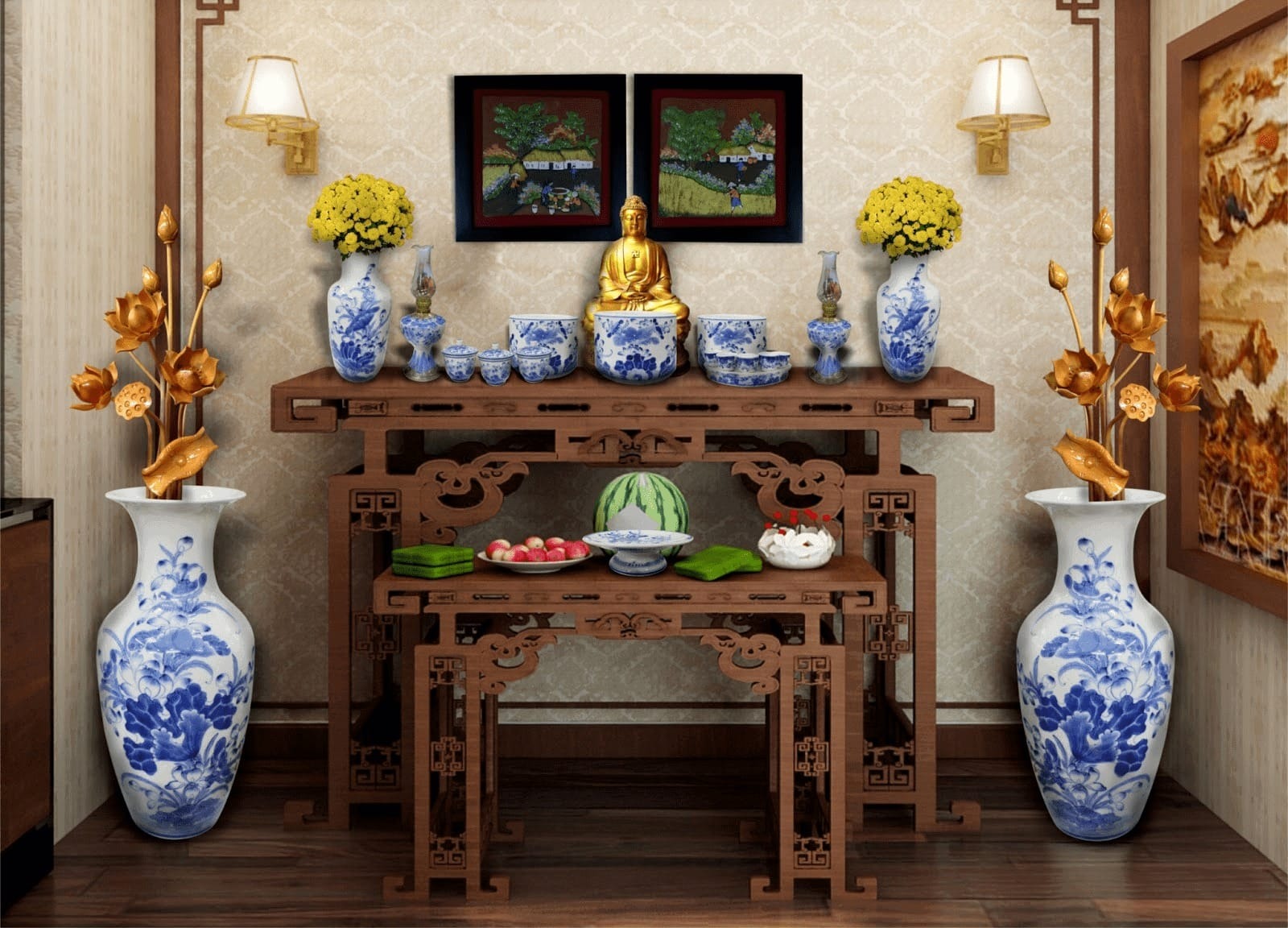  C&aacute;ch b&agrave;y tr&iacute; & trang tr&iacute; b&agrave;n thờ Phật ng&agrave;y tết theo Phật gi&aacute;o 