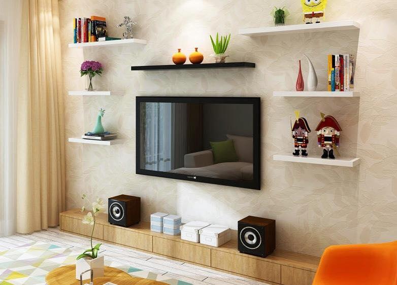 Cách chọn kích thước kệ tivi treo tường phòng khách phù hợp cho từng không gian khác nhau