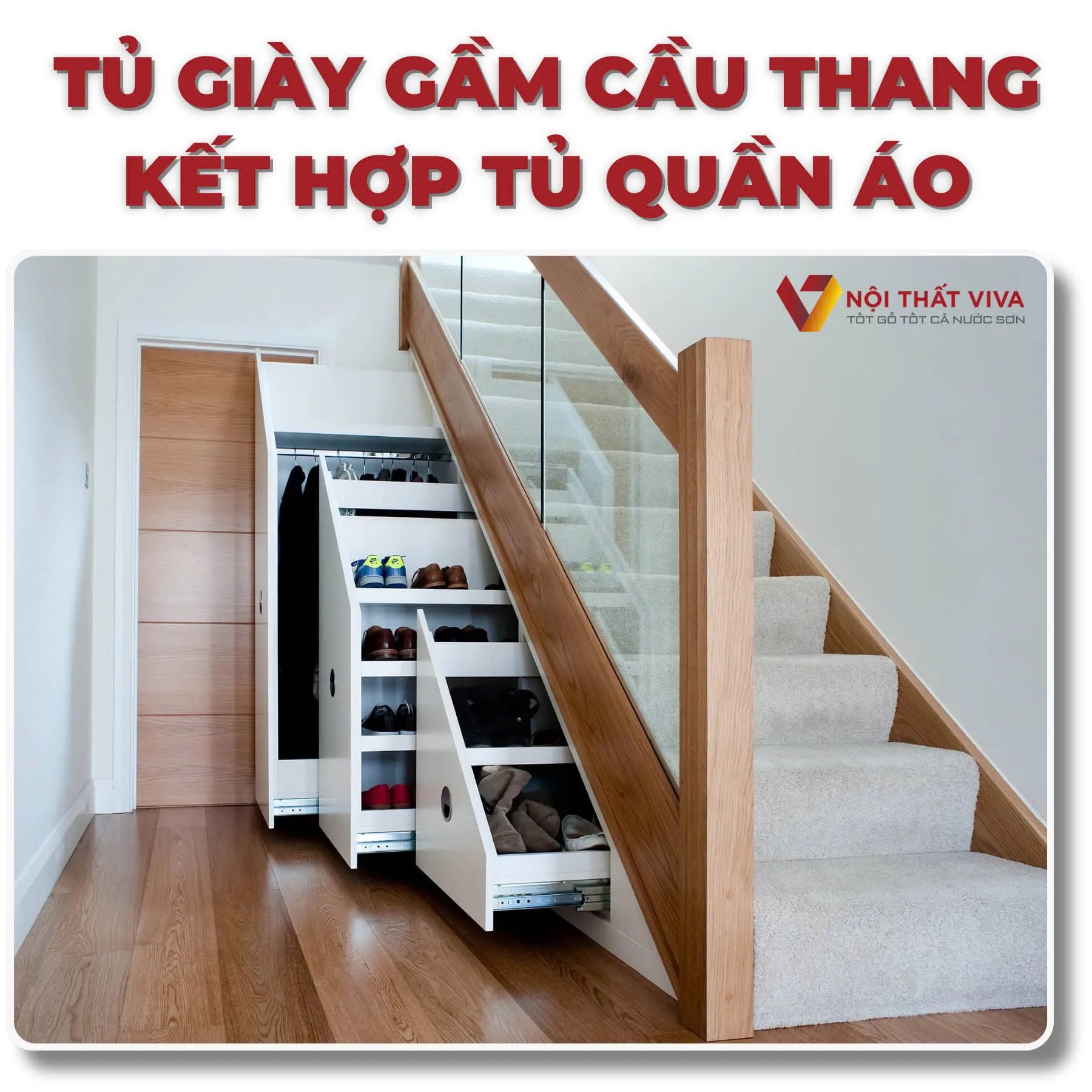 Có nên làm tủ giày dưới gầm cầu thang không? Gợi ý mẫu đẹp nhất hiện nay