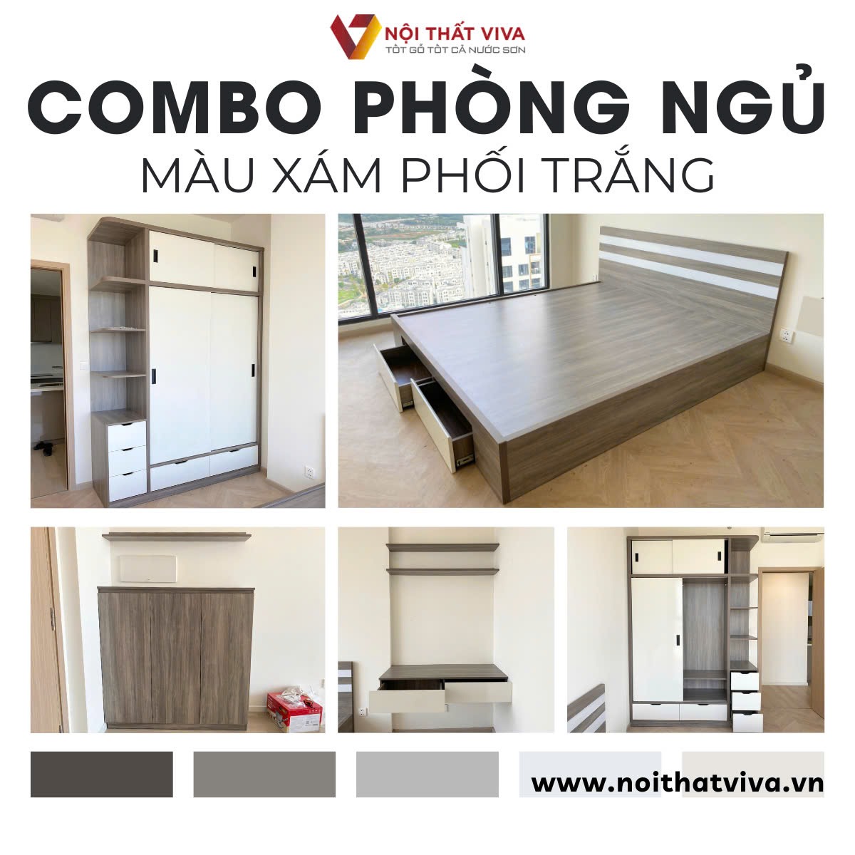 Combo giường tủ bàn trang điểm đẹp, rẻ, bền, đáng sắm tại Nội thất Viva
