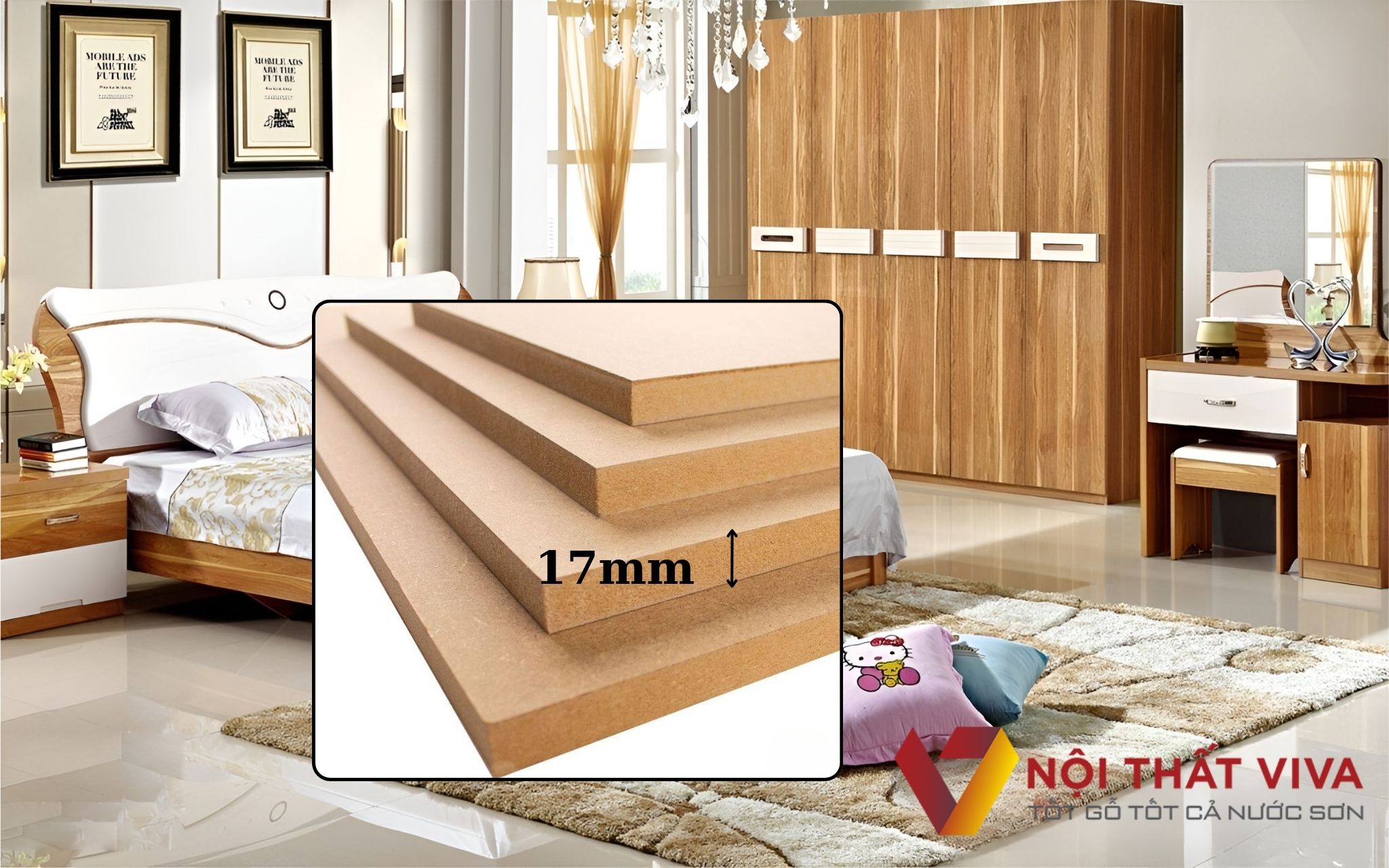 Combo Giường Tủ Hiện Đại Gỗ MDF Melamine Cho Phòng Ngủ Master