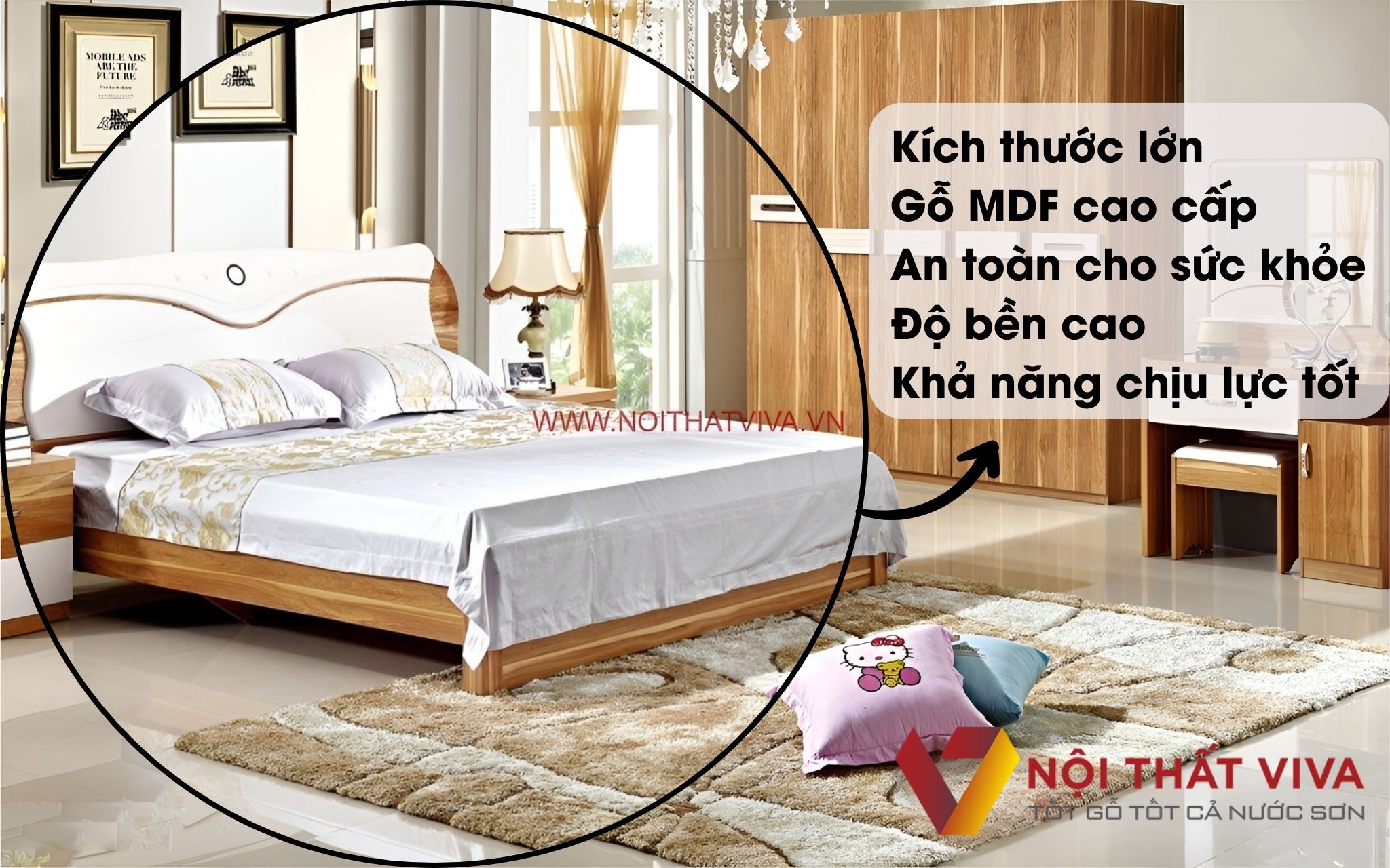 Combo Giường Tủ Hiện Đại Gỗ MDF Melamine Cho Phòng Ngủ Master