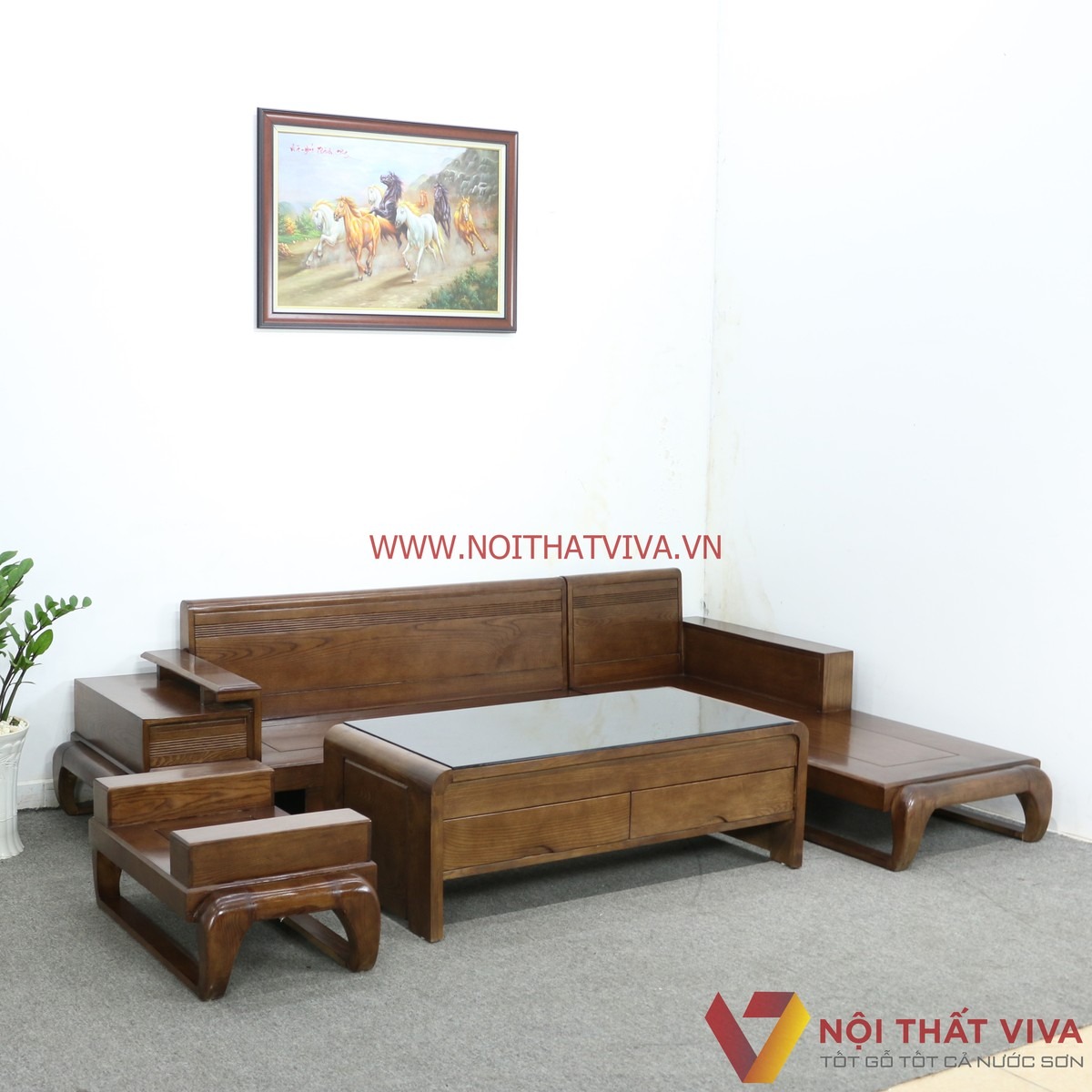 Combo ph&ograve;ng kh&aacute;ch gỗ tự nhi&ecirc;n đ&oacute;n Tết 2026 sang trọng, hợp phong thủy nh&agrave; Việt