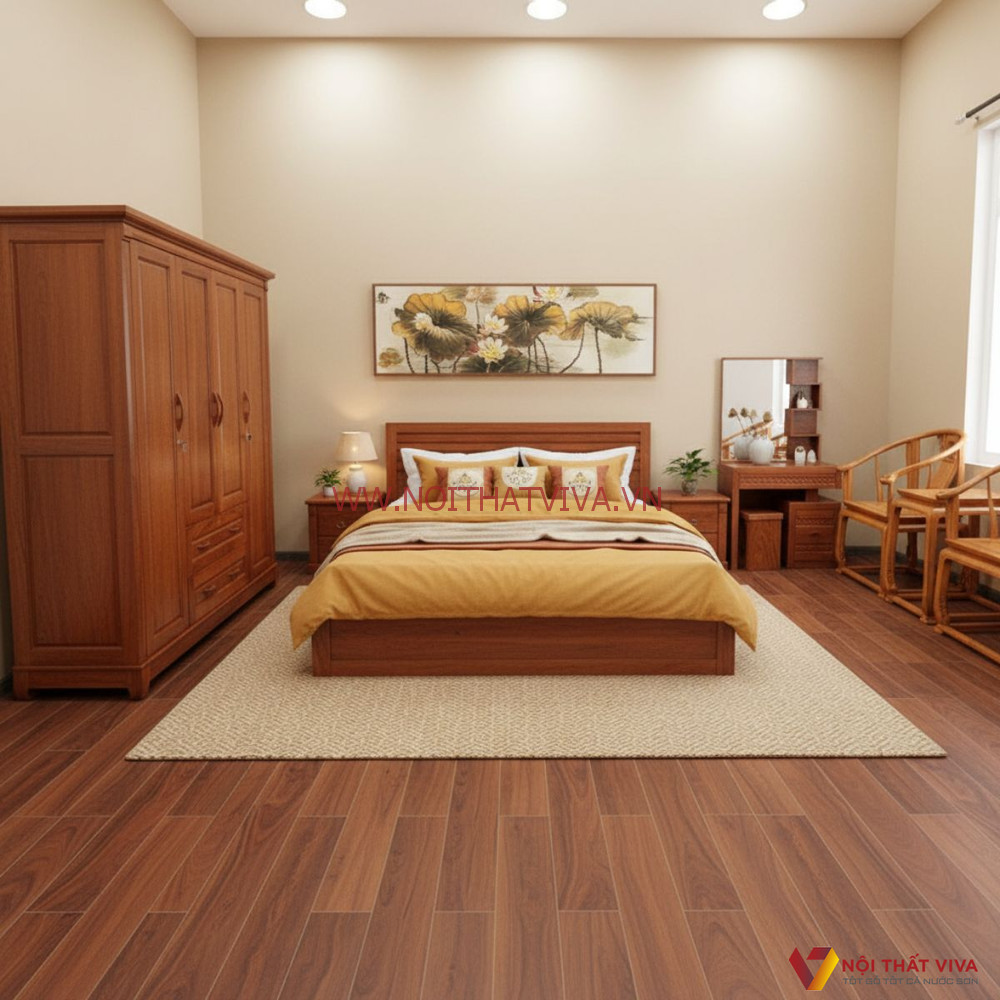 Combo Phòng Ngủ Gỗ Xoan Đào Đẹp Chất Lượng Bền Bỉ 