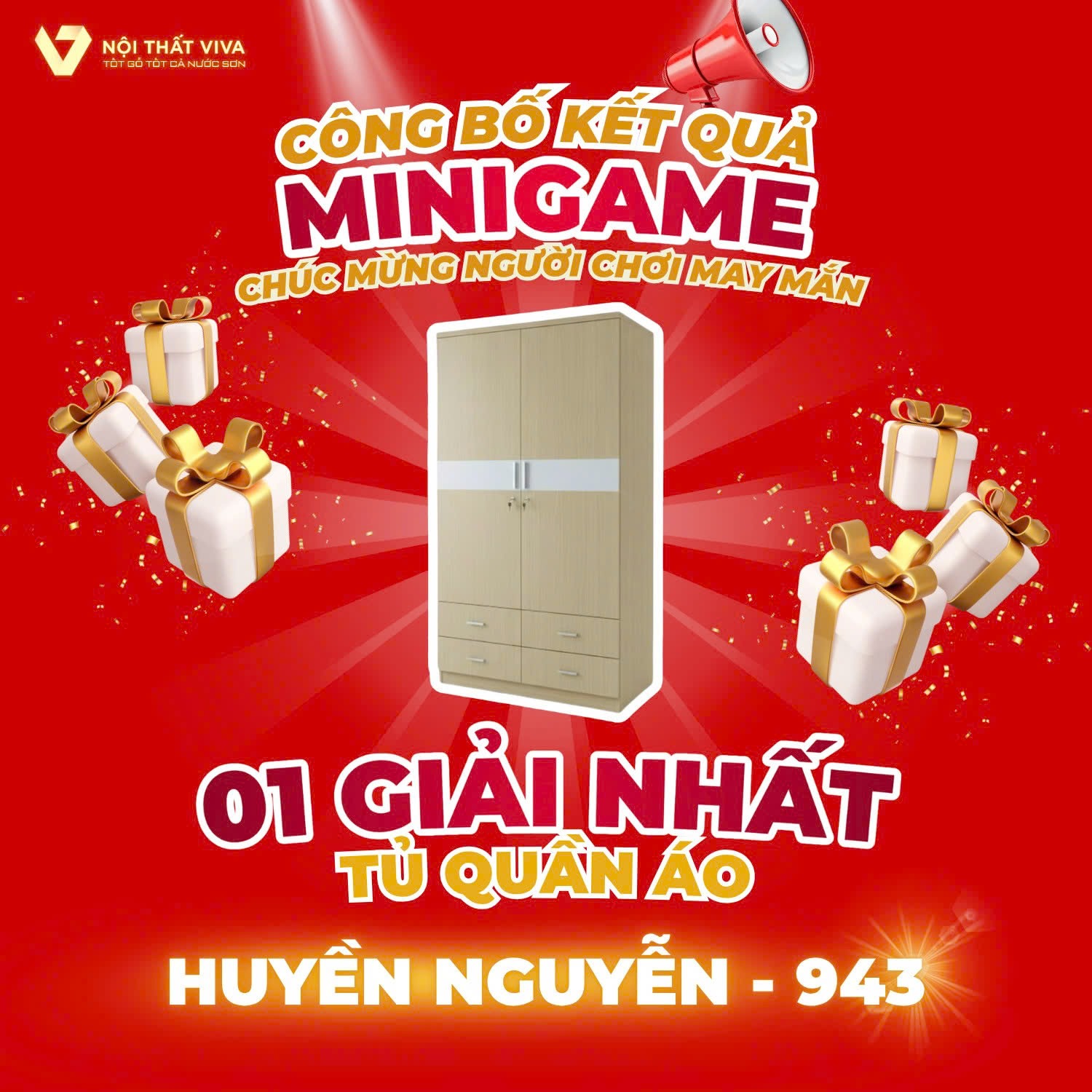 Công bố kết quả minigame “Đoán trúng tên giường - Rinh quà siêu đã” cùng Nội thất Viva!