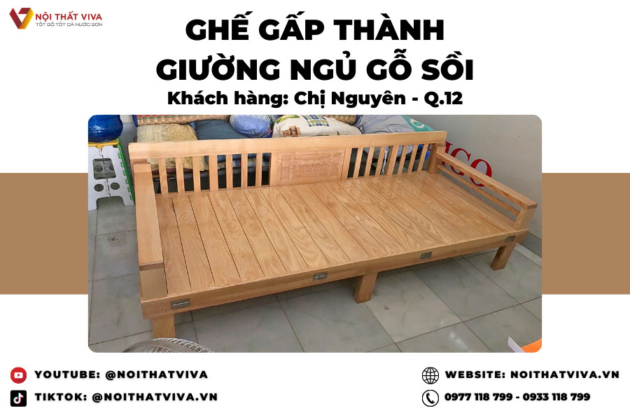 Ghế gấp thành giường gỗ Chị Nguyên - Quận 12 - Đa năng và Tiện ích 