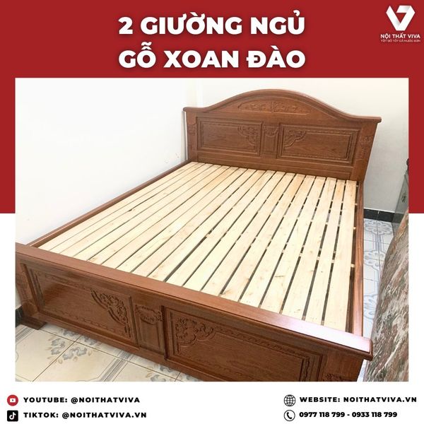 Giao Lắp 2 Giường Ngủ Bằng Gỗ Xoan Đào - Sang Trọng Và Tiện Nghi