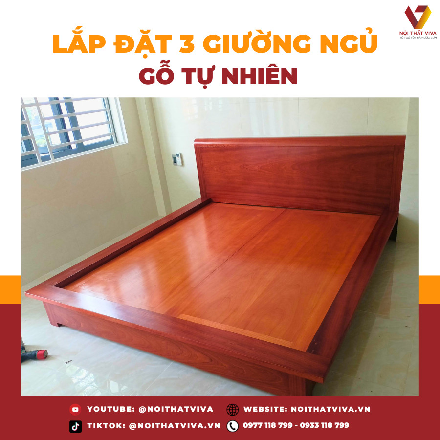 Giao Lắp 3 Mẫu Giường Ngủ Đẹp Gỗ Tự Nhiên - Sang Trọng Và Bền Bỉ