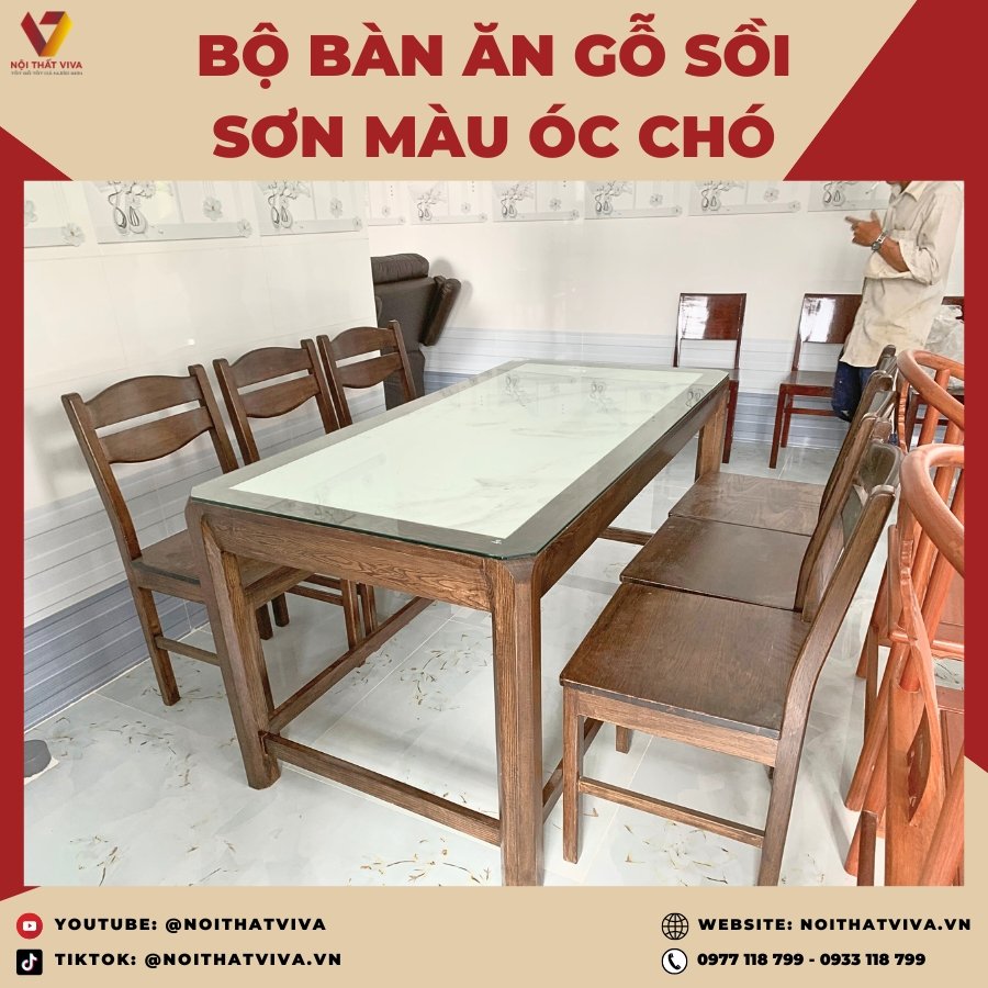 Giao Lắp Bàn Ghế Gỗ Sồi Màu Óc Chó - Sự Hiện Đại Và Sang Trọng