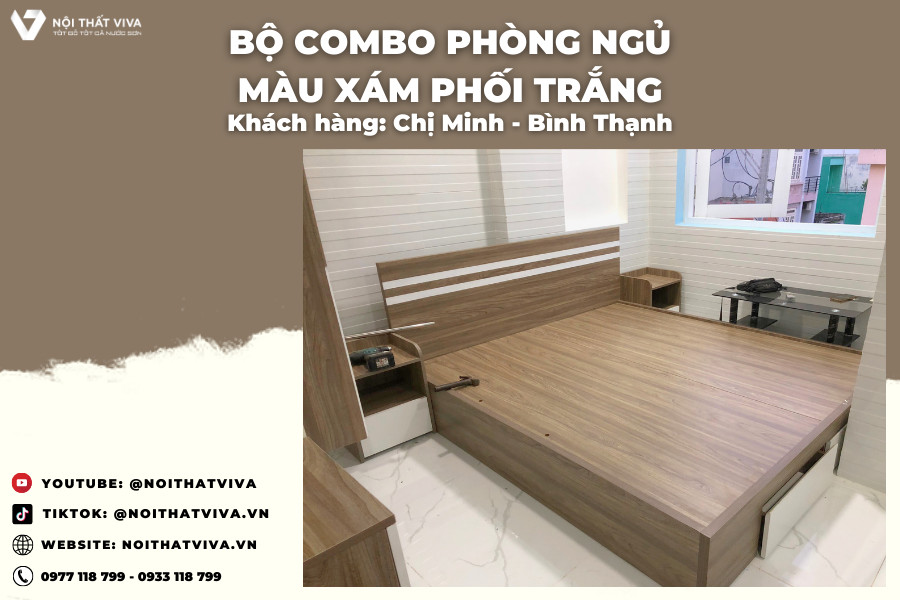 Giao lắp combo phòng ngủ hiện đại Chị Minh - Bình Thạnh Nội thất Viva