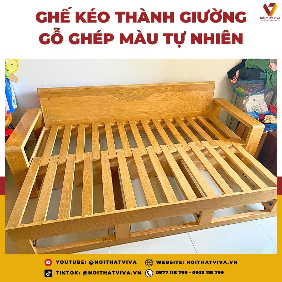 Giao Lắp Ghế Kéo Thành Giường Bằng Gỗ Sồi Cao Cấp Thiết Kế Hiện Đại