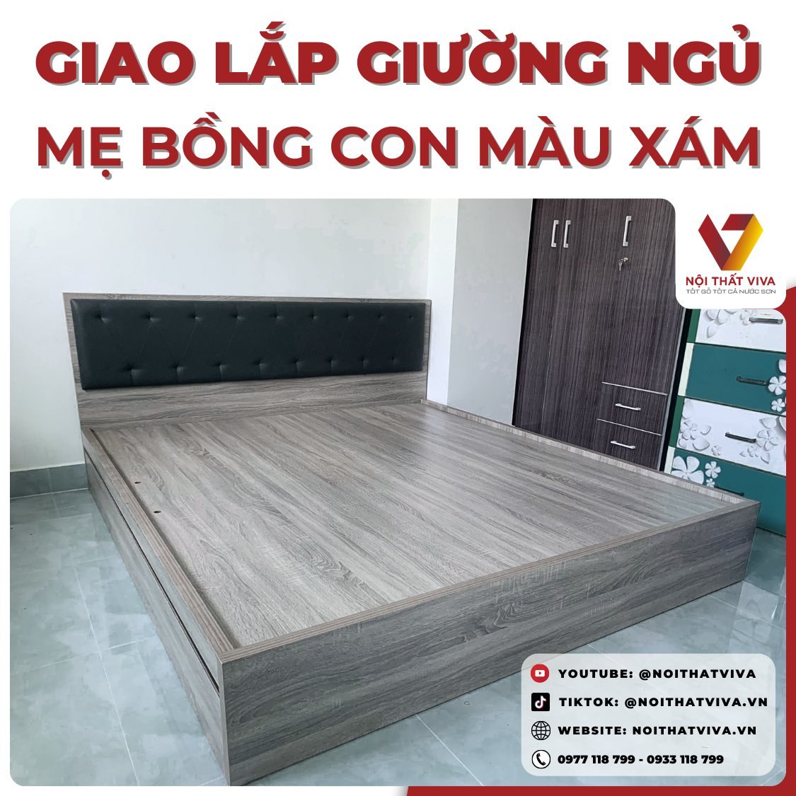 Giao Lắp Giường Gỗ Công Nghiệp Thông Minh Sự Kết Hợp 2 Giường Trong 1