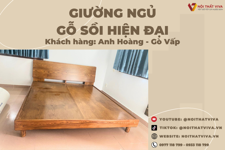 Giao Lắp Giường Gỗ Sồi Cao Cấp Anh Hoàng - Gò Vấp Hiện Đại