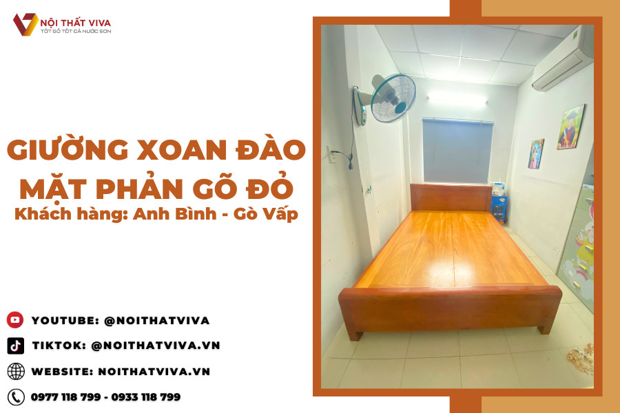 Giao Lắp Giường Ngủ Xoan Đào Mặt Phản Gỗ Gõ Đỏ Anh Bình - Gò Vấp