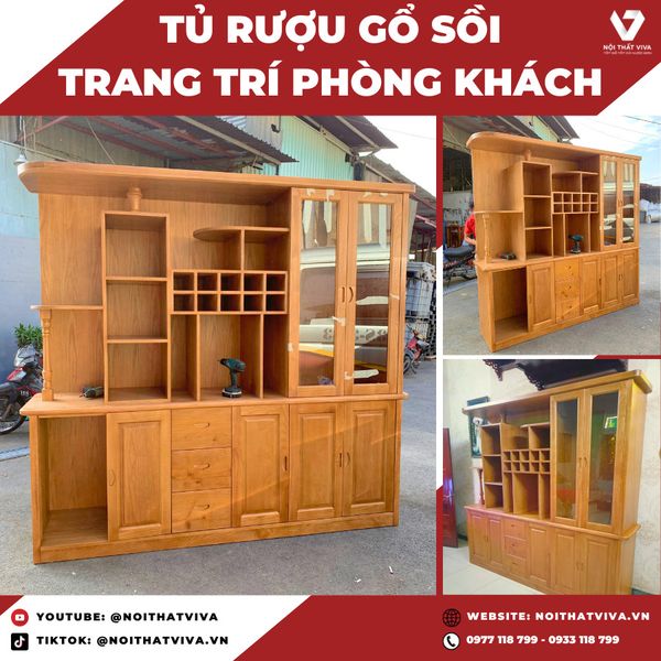 Giao Lắp Mẫu Tủ Rượu Gỗ Tự Nhiên Đẹp - Hoàn Hảo Cho Không Gian Sống 