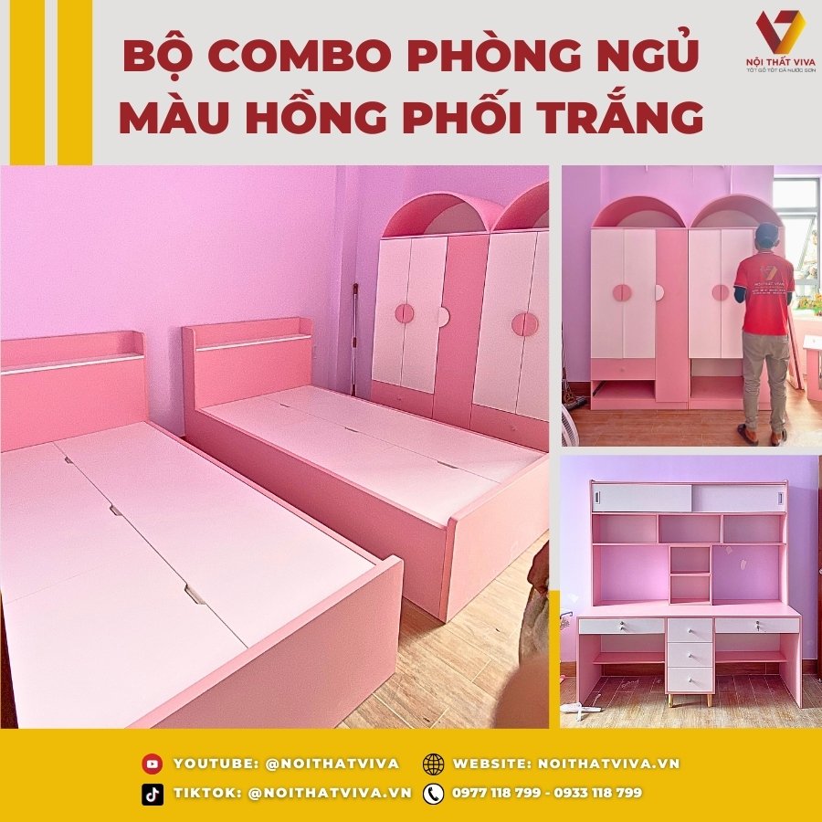 Giao Lắp Nội Thất Phòng Ngủ Con Gái Màu Hồng - Hiện Đại và Tiện Nghi