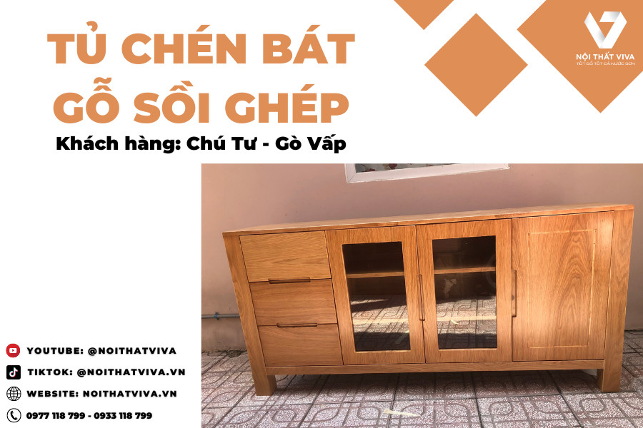 Giao Lắp Tủ Đựng Bát Đĩa Bằng Gỗ Hiện Đại "Chú Tư - Gò Vấp" 