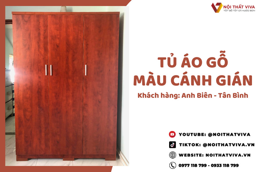 Giao Lắp Tủ Gỗ Quần Áo Công Nghiệp Màu Cánh Gián anh Biên - Tân Bình