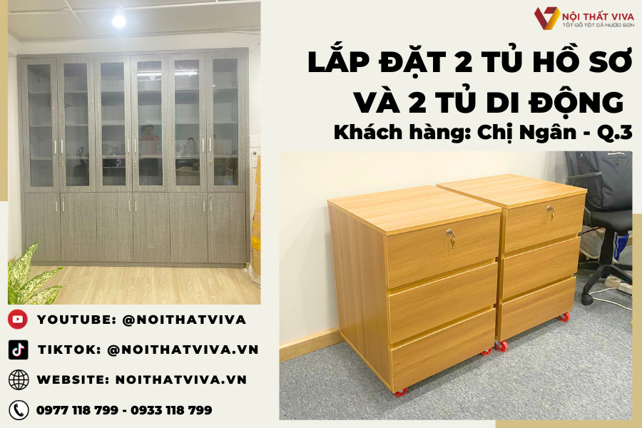 Giao Lắp Tủ Hồ Sơ Bằng Gỗ MDF Phủ Melamine Cao Cấp Chi Ngân - Quận 3 