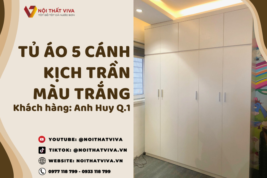 Giao Lắp Tủ Quần Áo Cao Kịch Trần Màu Trắng anh Huy - Quận 1