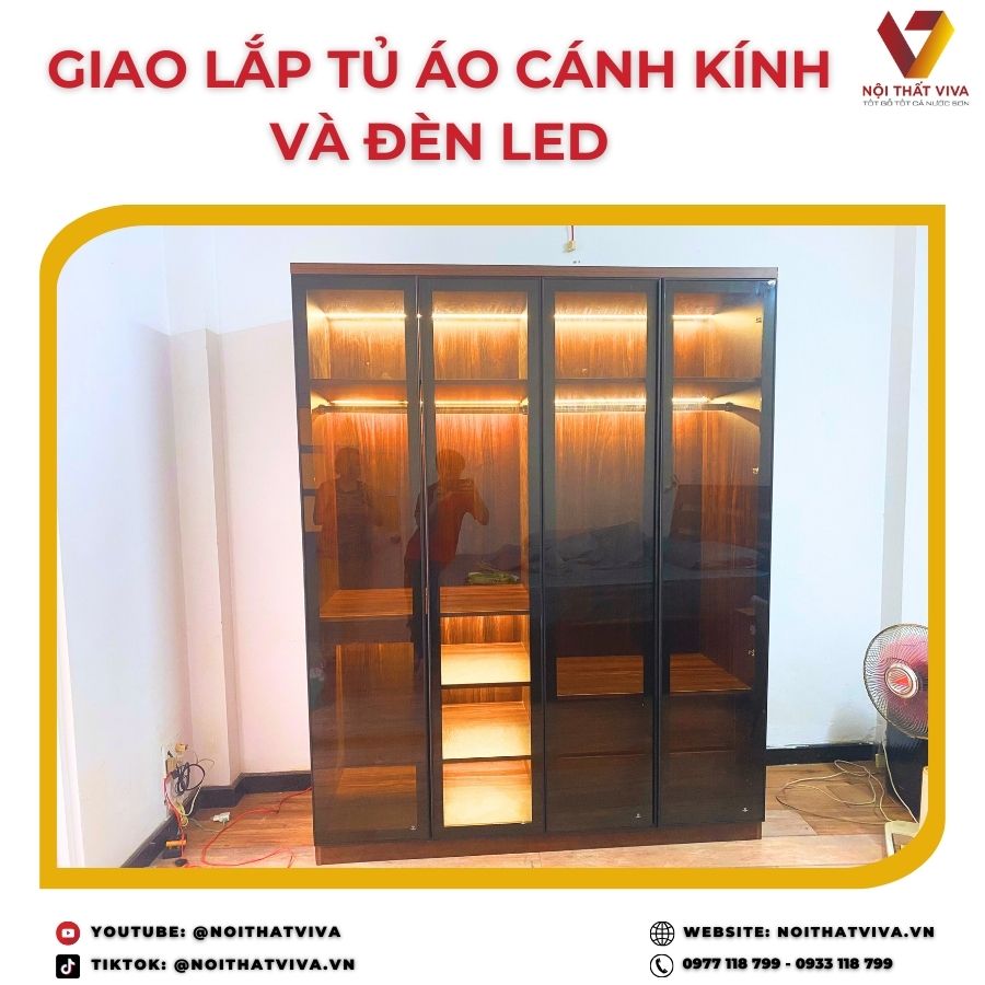 Giao Lắp Tủ Quần Áo Cửa Kính Khung Nhôm Sự Hoàn Hảo Trong Thiết Kế