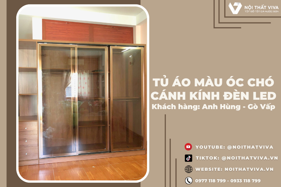 Giao Lắp Tủ Quần Áo Cửa Lùa Kính Cường Lực Đèn Led anh Hùng - Gò Vấp 