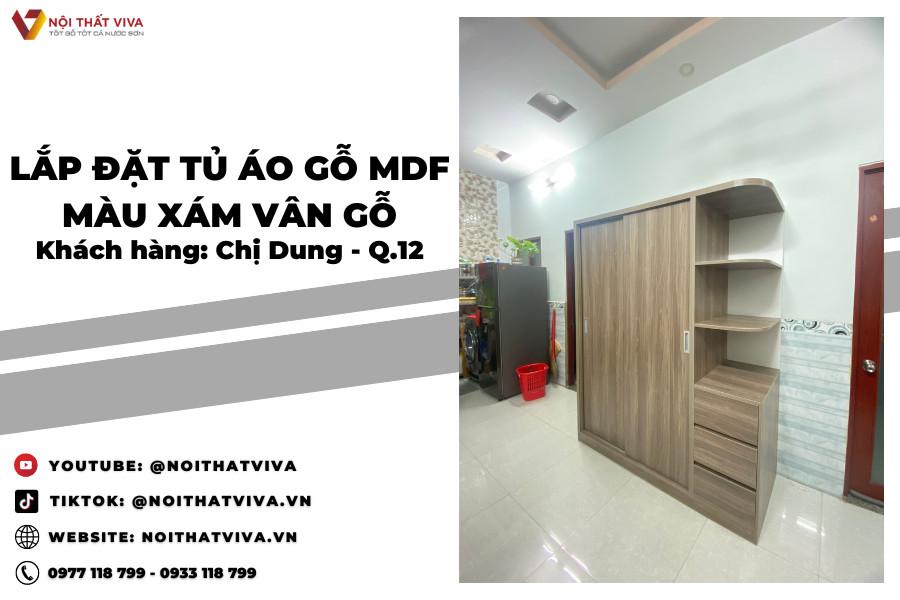 Giao Lắp Tủ Quần Áo Gỗ MDF Phủ Melamine "Chị Dung - Quận 12"