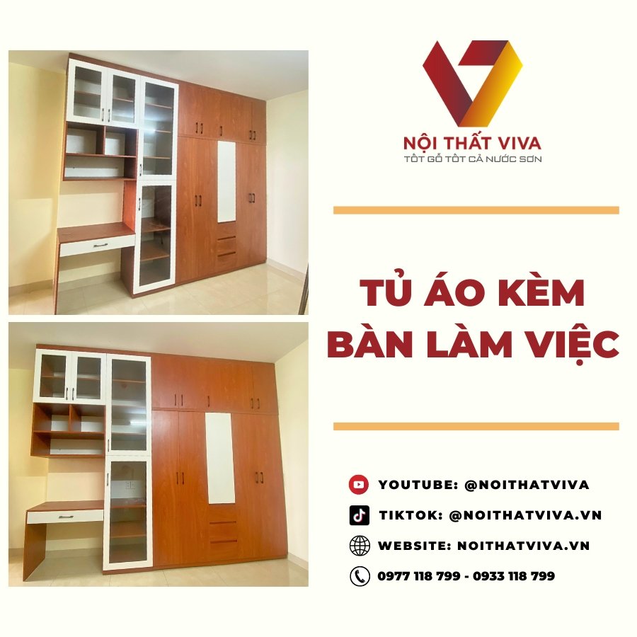 Giao Lắp Tủ Quần Áo Liền Bàn Làm Việc Hoành Tráng Và Tiện Ích