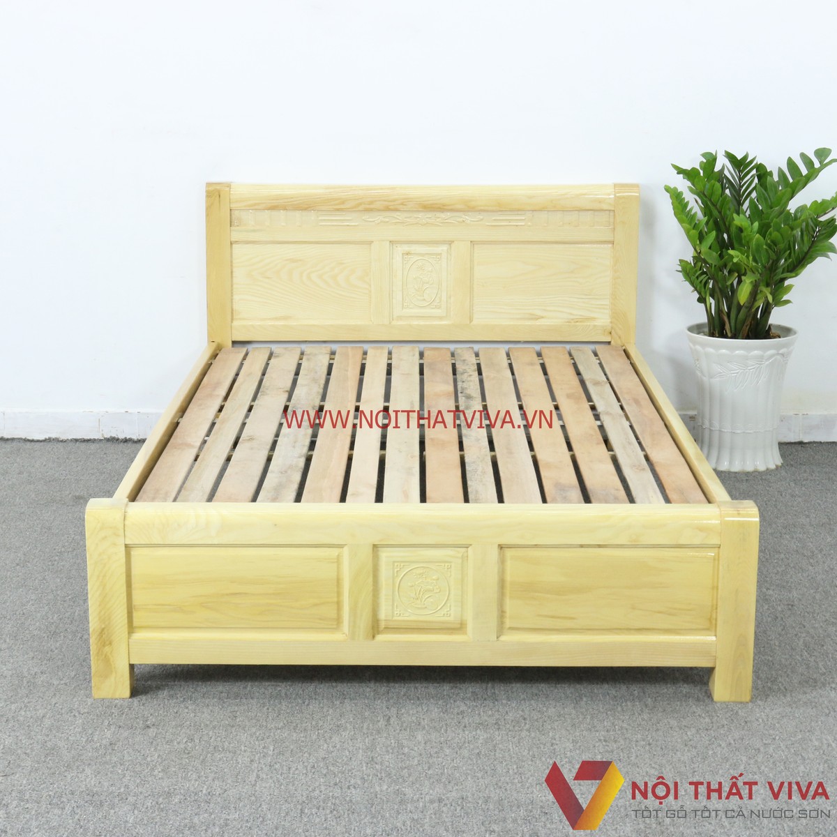 giường gỗ sồi nga 1m2