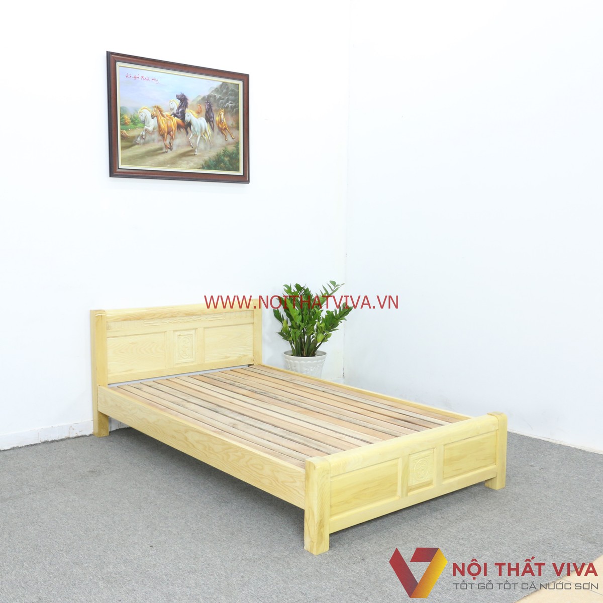 giường gỗ sồi nga 1m2