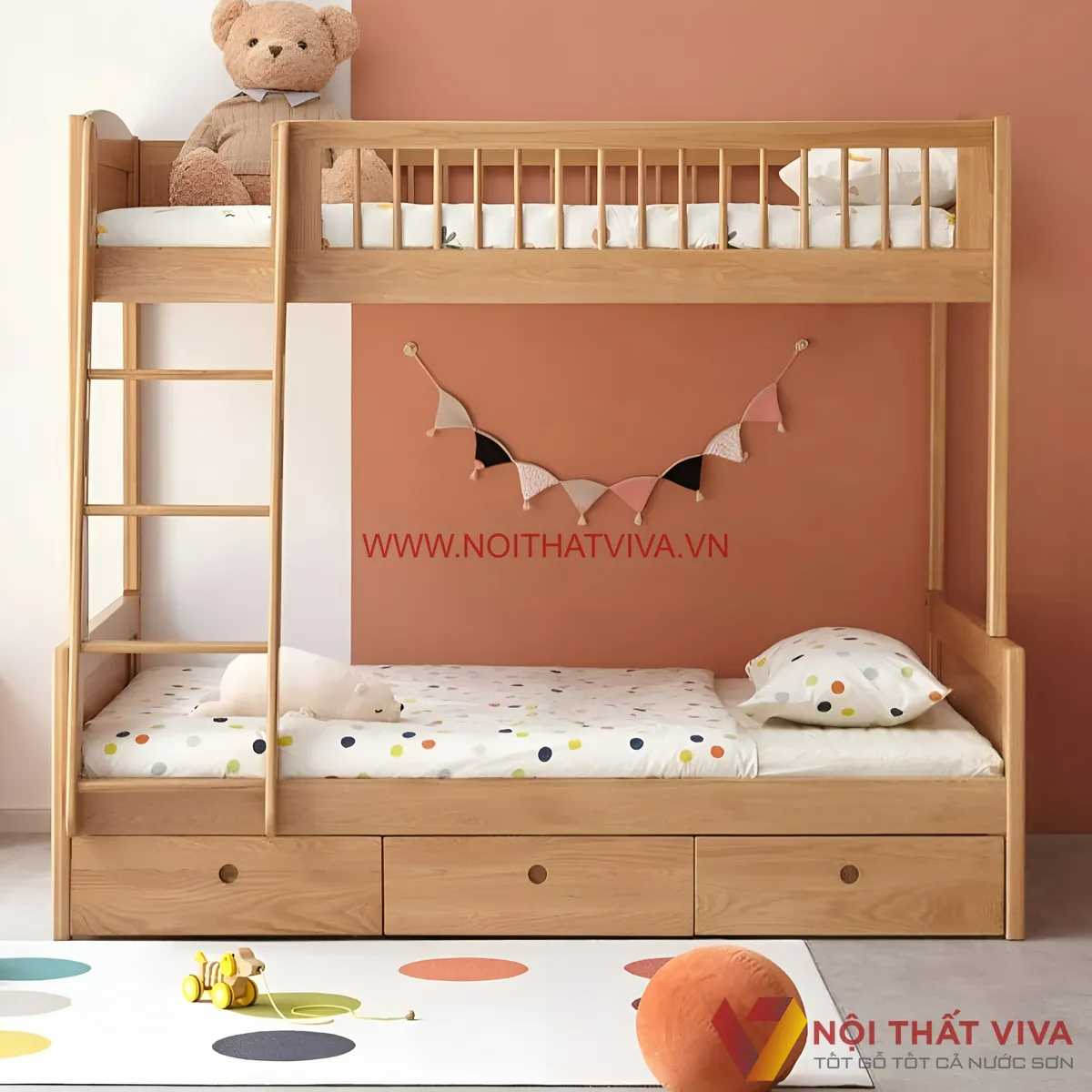 Giường tầng cho bố mẹ và con – giải pháp cho phòng ngủ diện tích nhỏ