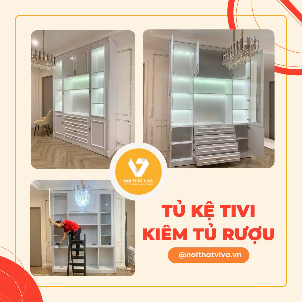 Gợi ý 25+ mẫu kệ tivi liền tủ rượu đẹp, tối ưu không gian phòng khách