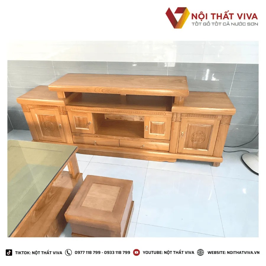 [Hot] 10+ mẫu kệ tivi gỗ hương đá đẹp, cao cấp kèm báo giá mới nhất 2025