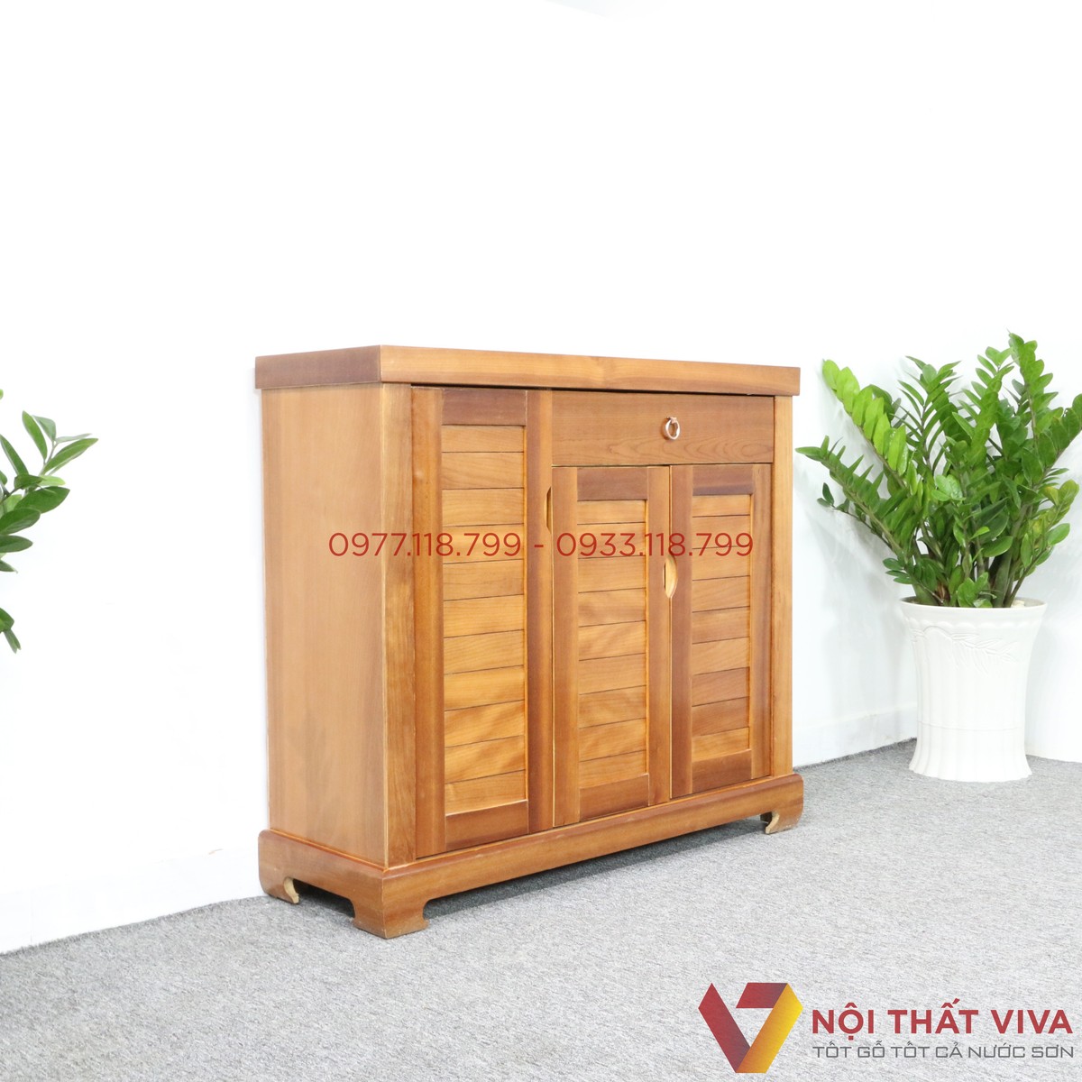 Tủ Đựng Giày Dép Gỗ Xoan Đào 3 Cánh Đẹp Giá Rẻ