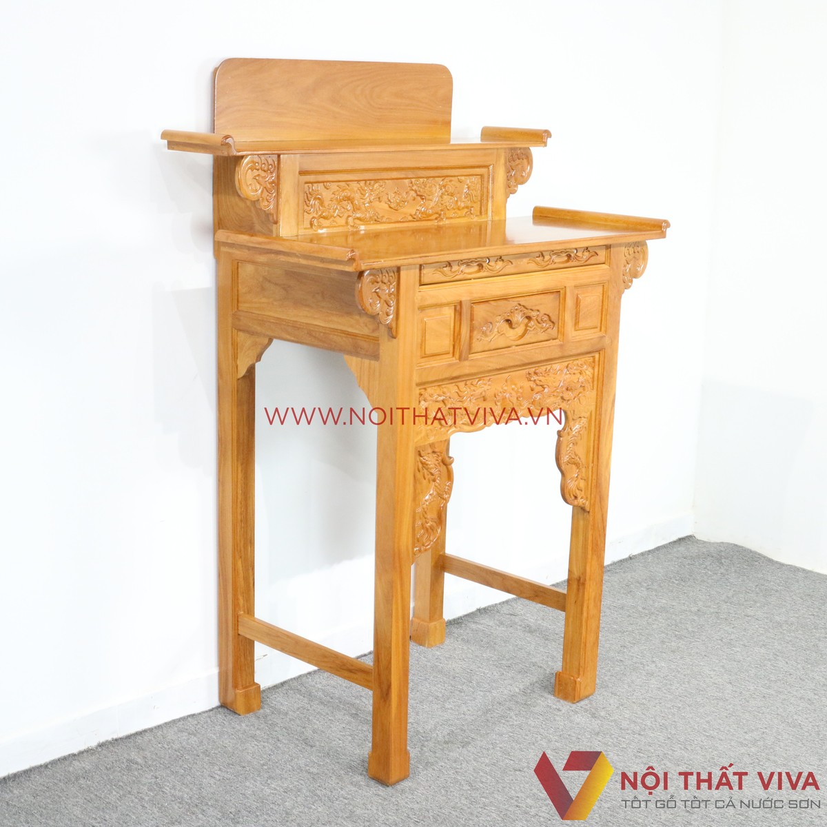 Bàn Thờ 2 Tầng Đẹp Gỗ Gõ Đỏ Chạm Khắc Tinh Xảo