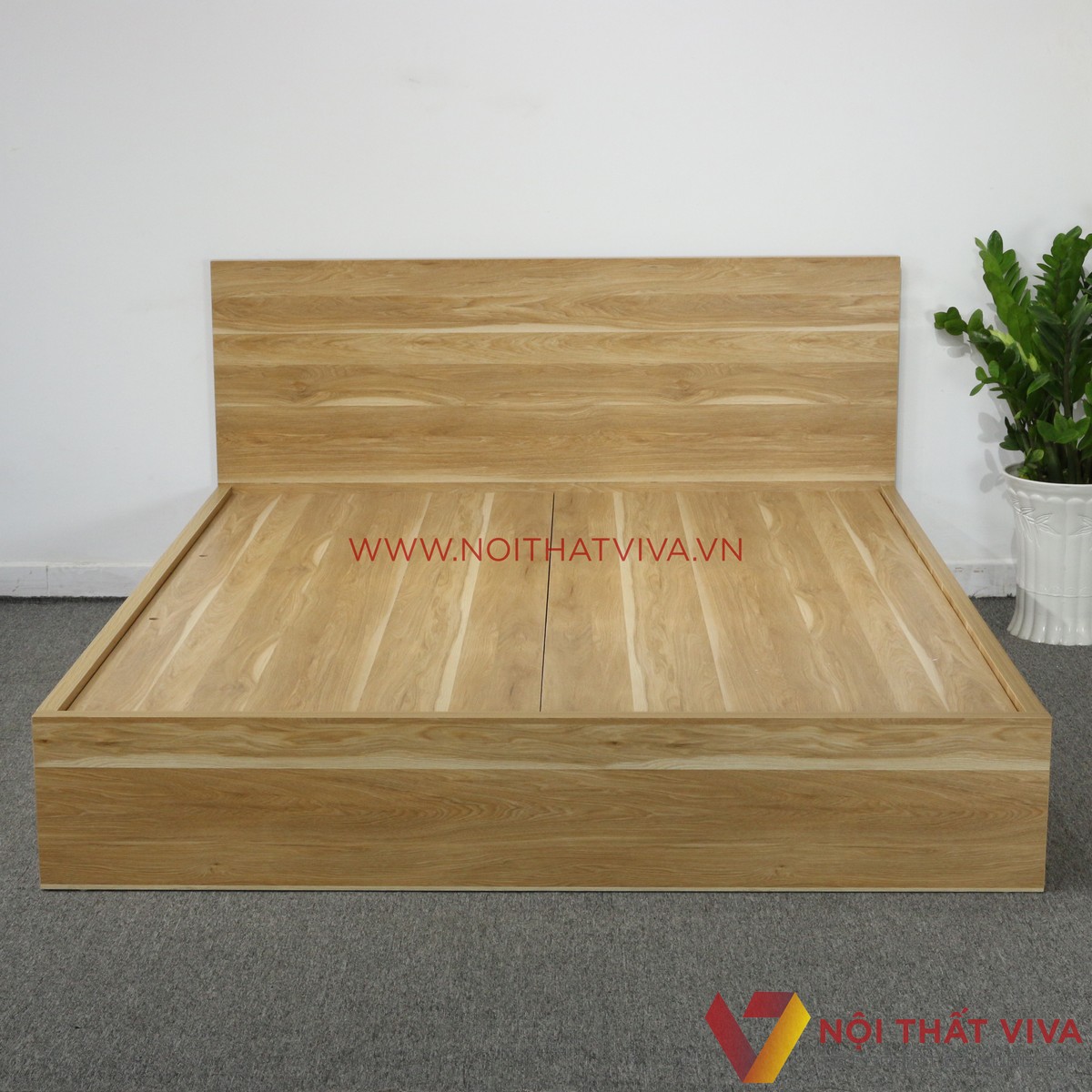 Giường Ngủ Gỗ MDF Melamine Màu Vàng Vân Gỗ