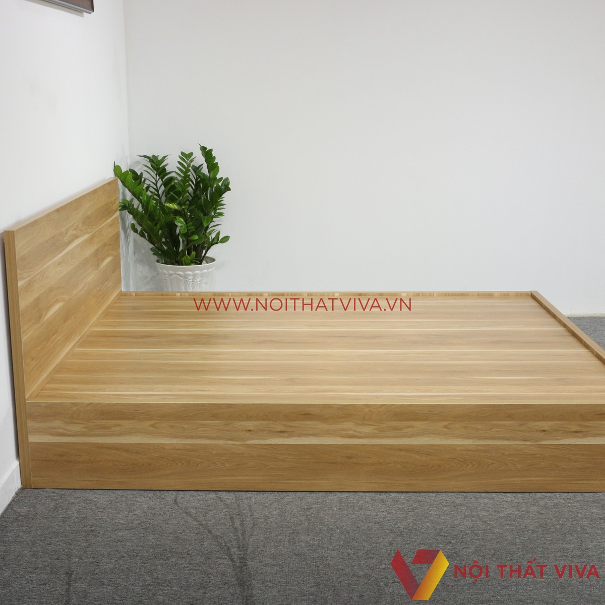 Giường Ngủ Gỗ MDF Melamine Màu Vàng Vân Gỗ