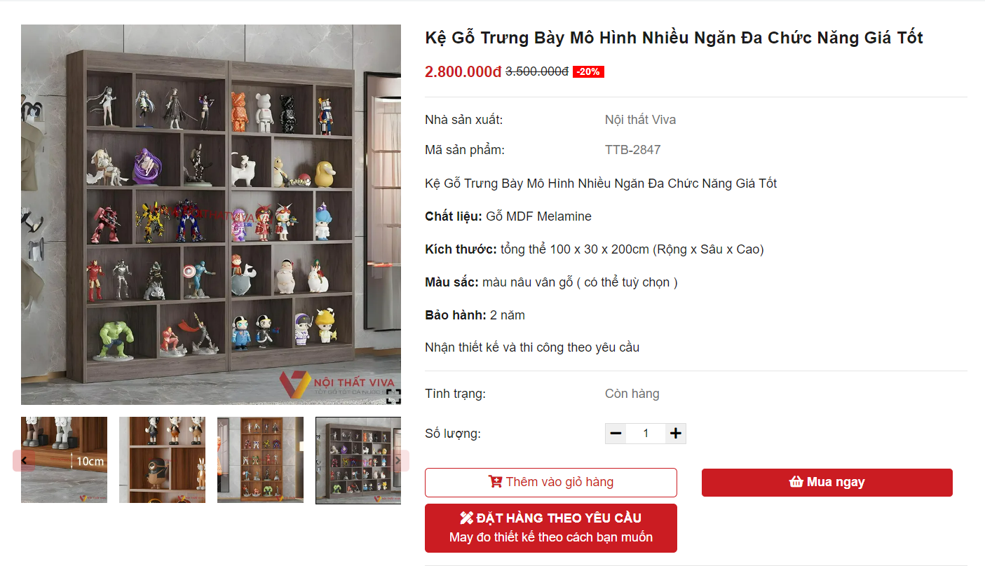 Kệ Gỗ Trưng Bày Mô Hình Nhiều Ngăn Đa Chức Năng Giá Tốt